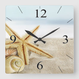 Reloj Cuadrado Castillos de pez estrella de la playa Sandy