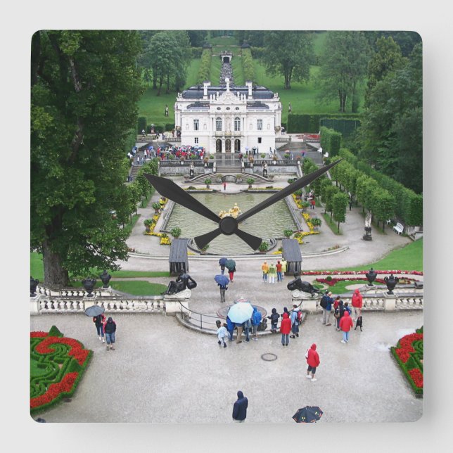 Reloj Cuadrado Castle Park Linderhof en Bavaria, Alemania (Anverso)