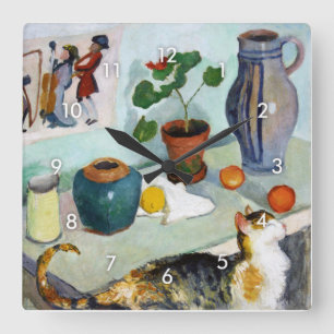 Reloj Cuadrado Cat and Still Life, August Macke