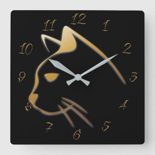 Reloj Cuadrado Cat gold silhouette