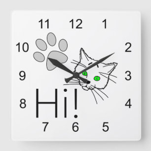 Reloj Cuadrado Cat - ¡Hola!