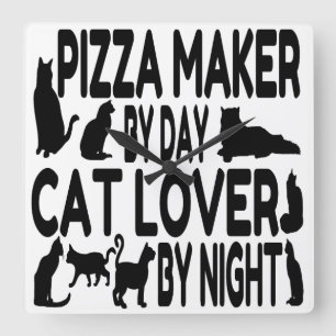 Reloj Cuadrado Cat Lover Pizza Maker