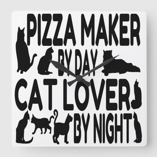 Reloj Cuadrado Cat Lover Pizza Maker (Anverso)