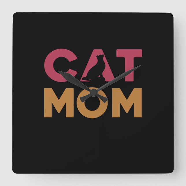 Reloj Cuadrado Cat Mom (Anverso)
