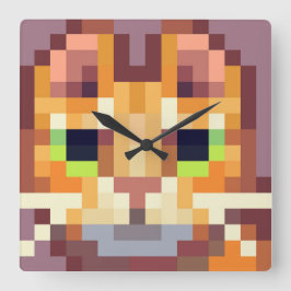 Reloj Cuadrado Cat pixelart, Pixel Art 