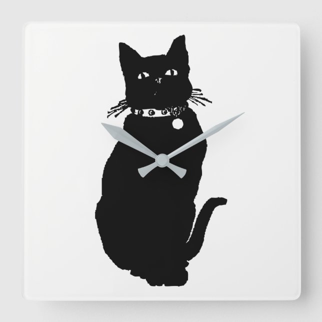 Reloj Cuadrado Cat Silhouette (Anverso)