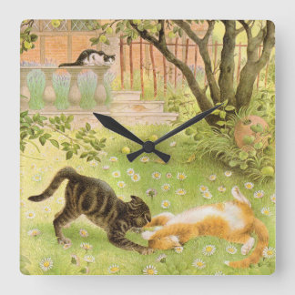 RELOJ CUADRADO CAT WALL CLOCK