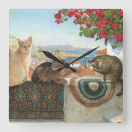 RELOJ CUADRADO CAT WALL CLOCK