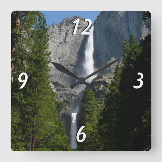 Reloj Cuadrado Cataratas Yosemite II del Parque Nacional Yosemite (Anverso)