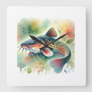 Reloj Cuadrado Catfish in Watercolor Art 170724AREF129 - Watercol