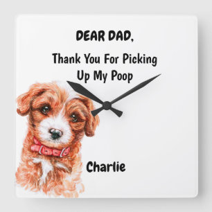 Reloj Cuadrado Cavoodle Dog Dad Watercolor Canina Art