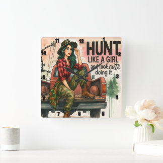 Reloj Cuadrado Caza de Chicas de tiro con arco