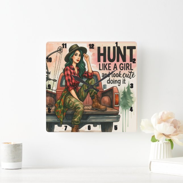 Reloj Cuadrado Caza de Chicas de tiro con arco (Hogar)