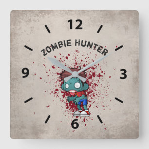 Reloj Cuadrado Cazador zombi con una plataforma de sangre espeluz
