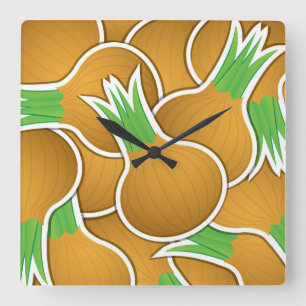 Reloj Cuadrado Cebollas marrones funky