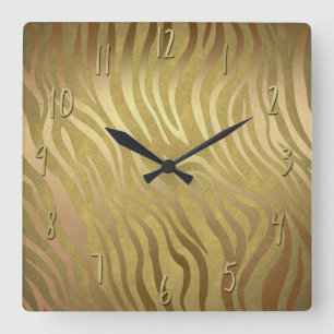 Reloj Cuadrado Cebra dorada zebra zebra jungla Safari Glam