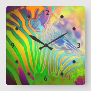 Reloj Cuadrado Cebra salvaje psicodélica de la vida