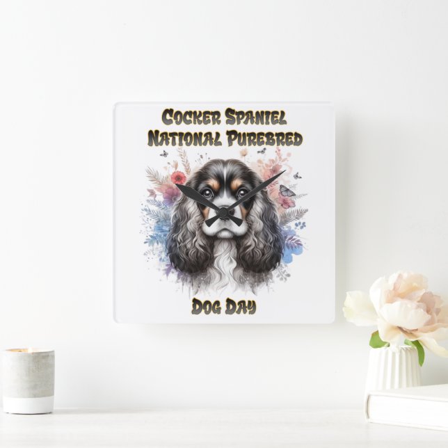 Reloj Cuadrado Celebración del Día del Cocker Español (Hogar)
