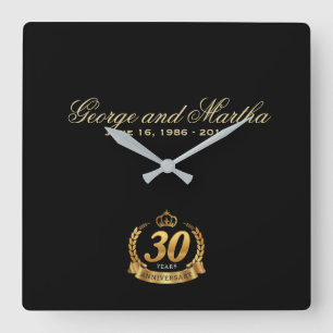 Reloj Cuadrado Celebrando el 30 aniversario. ¡Personalizable.