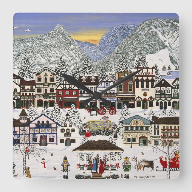 Reloj Cuadrado Celebrando las vacaciones en Leavenworth (Anverso)