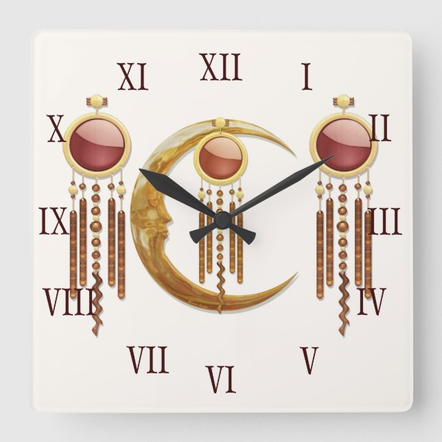 Reloj Cuadrado Celestial Elegance 3D New Age (Anverso)