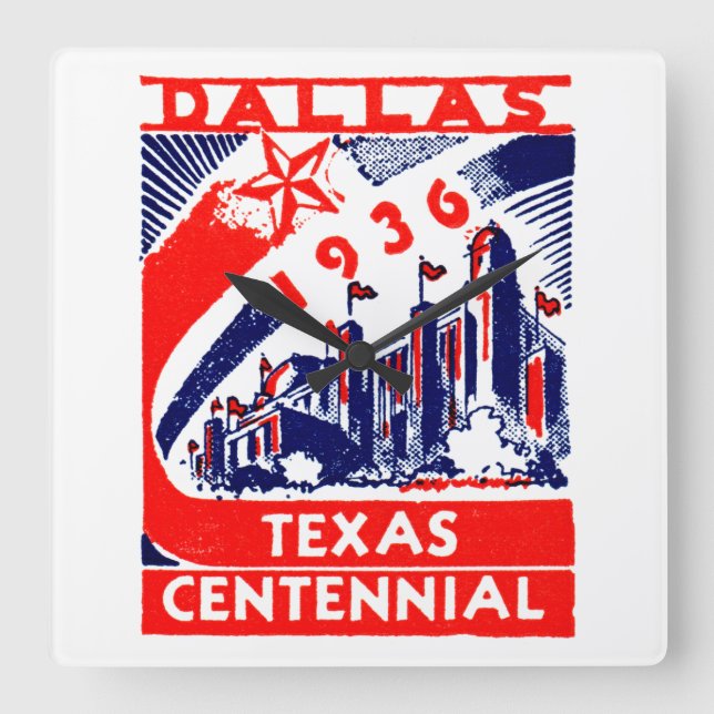Reloj Cuadrado Centenario de Dallas Texas en 1936 (Anverso)