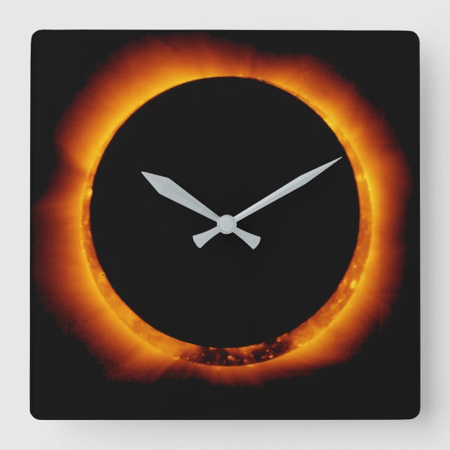 Reloj Cuadrado Cerca de eclipse solar total (Anverso)
