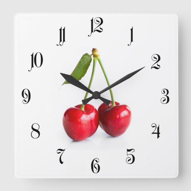 Reloj Cuadrado Cereza dulce (Anverso)