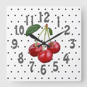 Reloj Cuadrado Cerezas