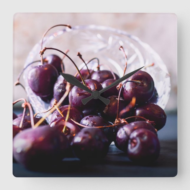 Reloj Cuadrado Cerezas (Anverso)