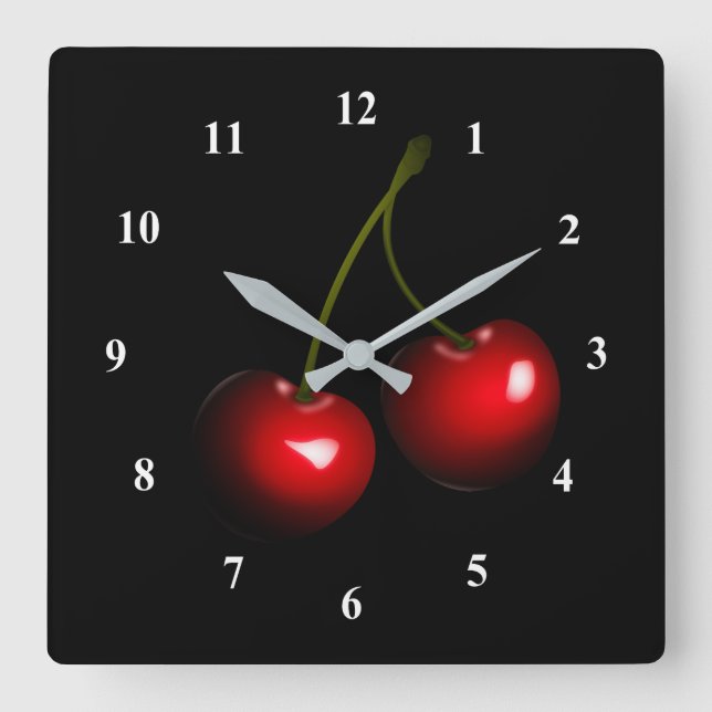 Reloj Cuadrado Cerezo dulce fresco (Anverso)