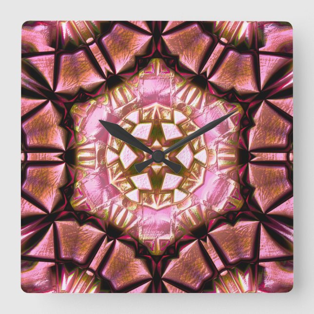 Reloj Cuadrado Cerradura en salmón rosado cepillado con hilo quem (Anverso)