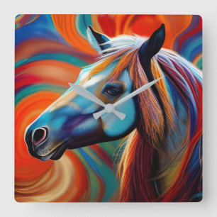 Reloj Cuadrado Cerrar la cabeza de caballo