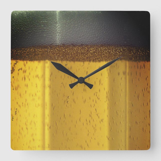 Reloj Cuadrado Cerveza con burbujas y espuma (Anverso)