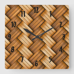 Reloj Cuadrado Cesta de mimbre trenzada tejida