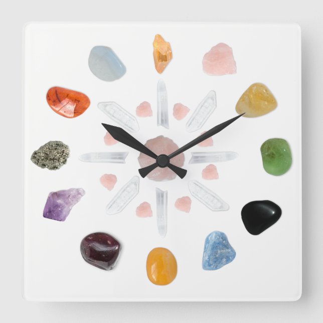 Reloj Cuadrado *~* Chakra Crystal Energy Gemstone (Anverso)