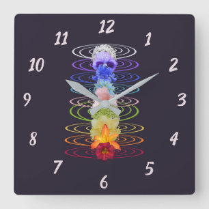 Reloj Cuadrado Chakra Energía Zen Yoga Floral