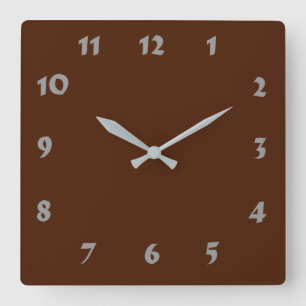 Reloj Cuadrado Changeable Numbered Brown Clock