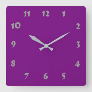 Reloj Cuadrado Changeable Numbered Dark Purple Clock