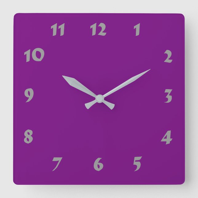 Reloj Cuadrado Changeable Numbered Dark Purple Clock (Anverso)