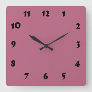 Reloj Cuadrado Changeable Numbered Mauve Pink Clock