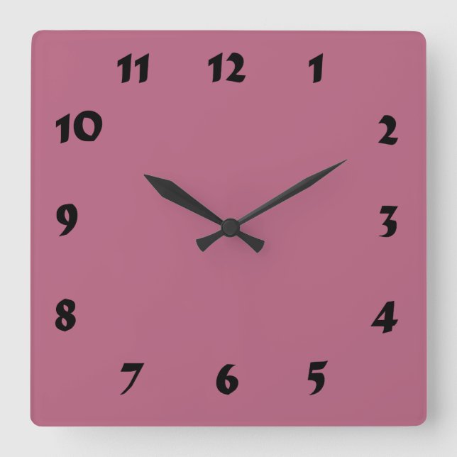 Reloj Cuadrado Changeable Numbered Mauve Pink Clock (Anverso)