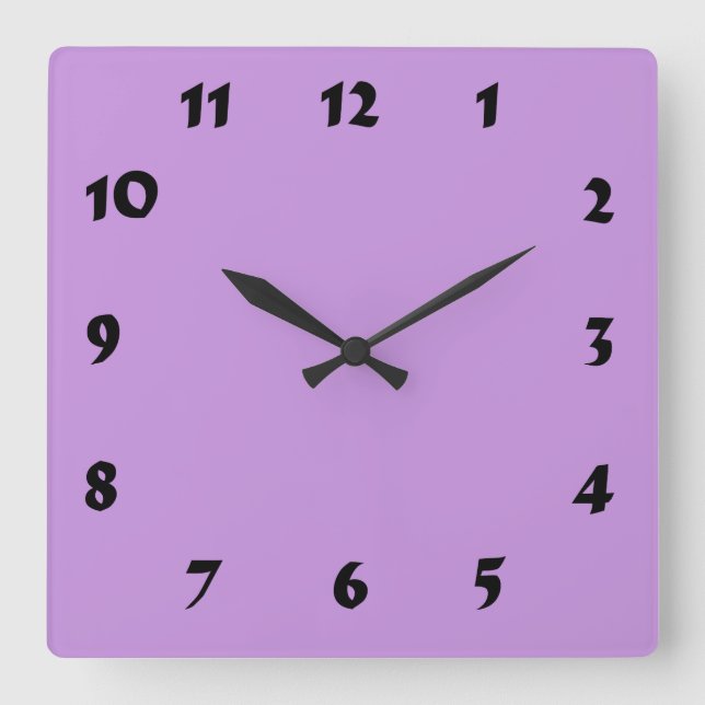 Reloj Cuadrado Changeable Numbered Pastel Lavender Clock (Anverso)