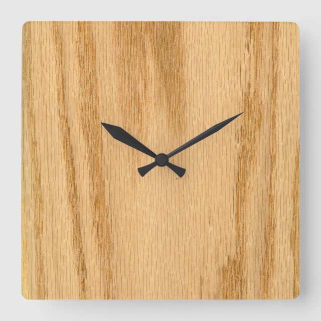Reloj Cuadrado Chapa de roble rojo real (Anverso)