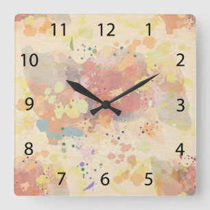 Reloj Cuadrado Chapoteo abstracto moderno colorido de la pintura