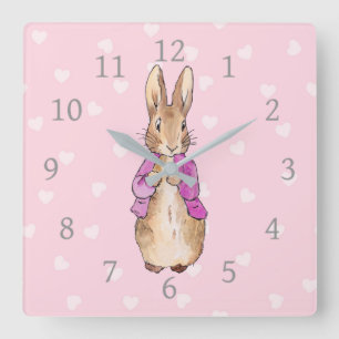 Reloj Cuadrado Chaquetita rosa de conejo clásico