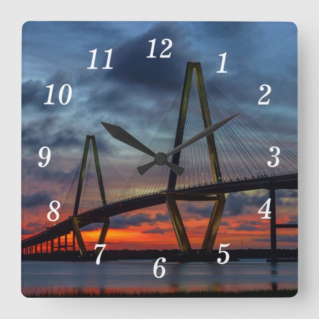 Reloj Cuadrado Charleston Fire Like Sunset Wall Clock (Anverso)