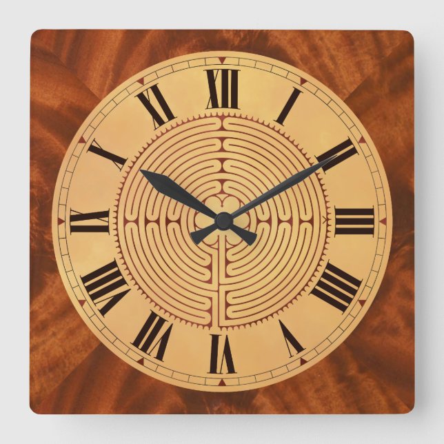 Reloj Cuadrado Chartres Maze Wall Clock (Anverso)