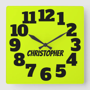 Reloj Cuadrado Chartreuse Neon Yellow-Green Grandes números