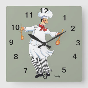 Reloj Cuadrado Chef Tossing Wall Clock